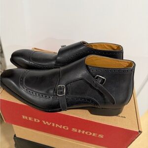 Italian Men's Black Monk Strap Shoes